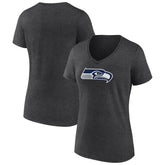 Seattle Seahawks Women's Primary Team Logo V-Neck T-Shirt Charcoal