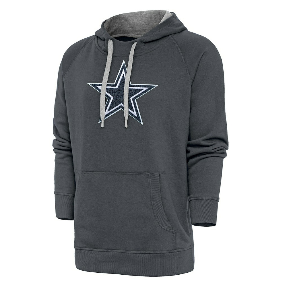 Dallas Cowboys Antigua Victory Chenille Pullover Hoodie Charcoal