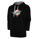 Miami Dolphins Antigua Victory Chenille Pullover Hoodie Black