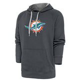 Miami Dolphins Antigua Victory Chenille Pullover Hoodie Charcoal