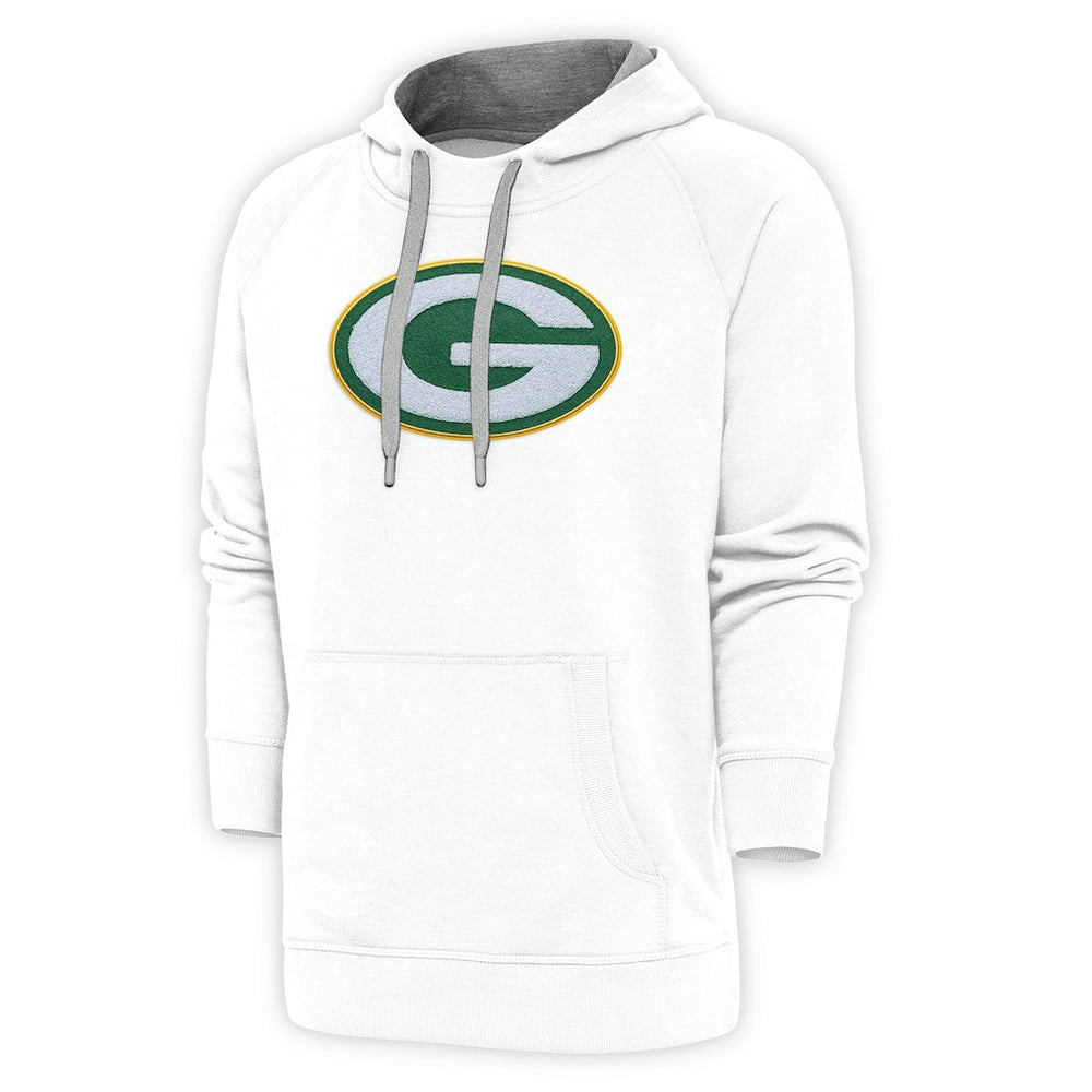 Green Bay Packers Antigua Victory Chenille Pullover Hoodie White