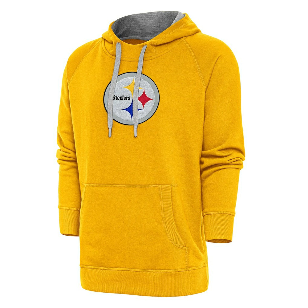 Pittsburgh Steelers Antigua Victory Chenille Pullover Hoodie Gold