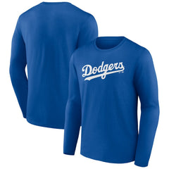 Los Angeles Dodgers Wordmark Long Sleeve T-Shirt - Royal T-shirts