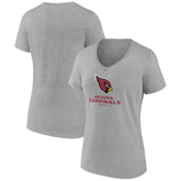 Arizona Cardinals Women's Logo Team Lockup V-Neck T-Shirt Gray