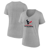 Houston Texans Women's Logo Team Lockup V-Neck T-Shirt Gray