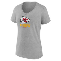 Kansas City Chiefs Women's Logo Team Lockup V-Neck T-Shirt Gray