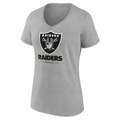 Las Vegas Raiders Women's Logo Team Lockup V-Neck T-Shirt Gray