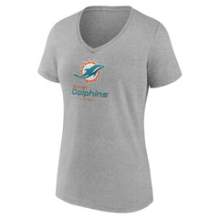 Miami Dolphins Women's Logo Team Lockup V-Neck T-Shirt Gray