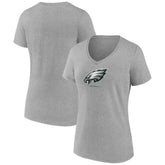Philadelphia Eagles Women's Logo Team Lockup V-Neck T-Shirt Gray