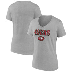 San Francisco 49ers Women's Logo Team Lockup V-Neck T-Shirt Gray