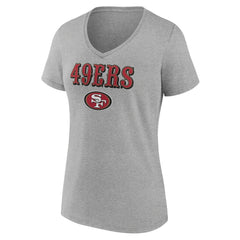 San Francisco 49ers Women's Logo Team Lockup V-Neck T-Shirt Gray