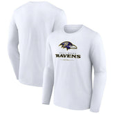 Baltimore Ravens Logo Team Lockup Long Sleeve T-Shirt White