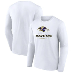 Baltimore Ravens Logo Team Lockup Long Sleeve T-Shirt White