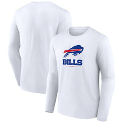 Buffalo Bills Logo Team Lockup Long Sleeve T-Shirt White