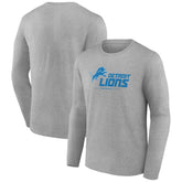 Detroit Lions Logo Team Lockup Long Sleeve T-Shirt Gray