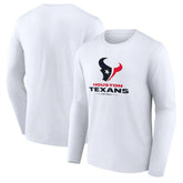Houston Texans Logo Team Lockup Long Sleeve T-Shirt White