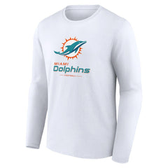 Miami Dolphins Logo Team Lockup Long Sleeve T-Shirt White