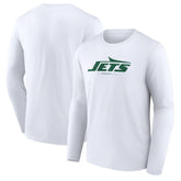New York Jets Logo Team Lockup Long Sleeve T-Shirt White