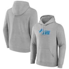 Detroit Lions Primary Logo Team Lockup Fitted Pullover Hoodie Gray