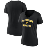 Pittsburgh Pirates Women's Heart and Soul V-Neck T-Shirt - Black T-shirts