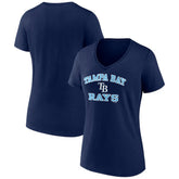 Tampa Bay Rays Women's Heart and Soul V-Neck T-Shirt - Navy T-shirts