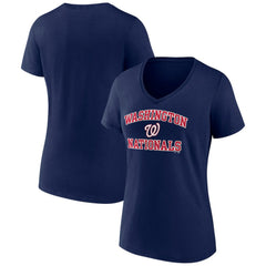 Washington Nationals Women's Heart and Soul V-Neck T-Shirt - Navy T-shirts