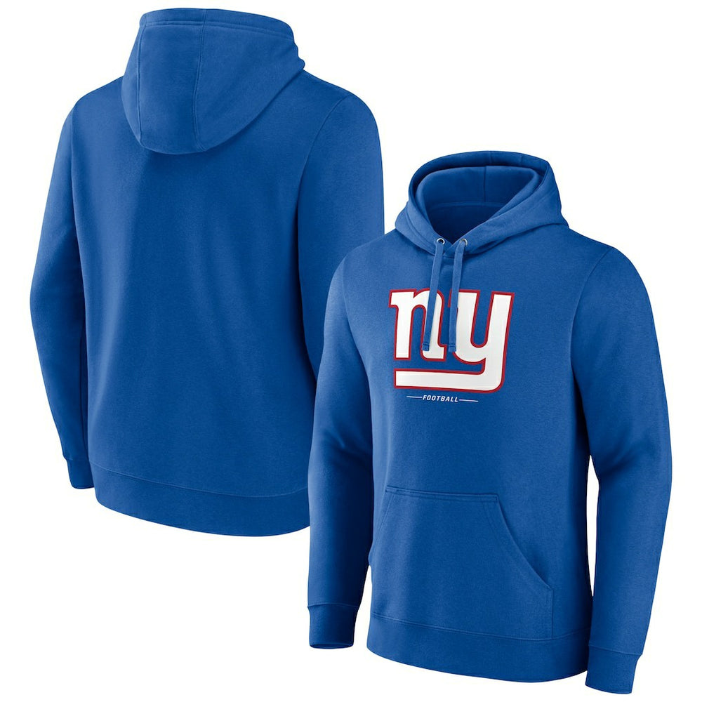 New York Giants Logo Team Lockup Fitted Pullover Hoodie Royal