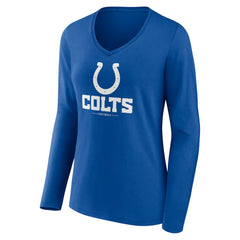 Indianapolis Colts Women's Logo Team Lockup Long Sleeve V-Neck T-Shirt Royal