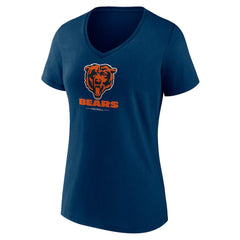 Chicago Bears Women's Logo Team Lockup V-Neck T-Shirt Navy