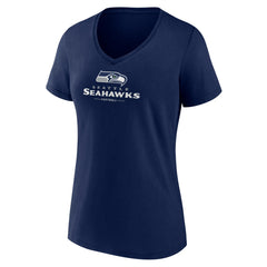 Seattle Seahawks Women's Logo Team Lockup V-Neck T-Shirt College Navy