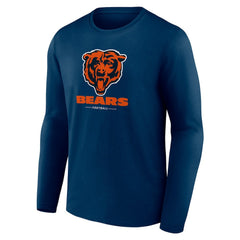 Chicago Bears Logo Team Lockup Long Sleeve T-Shirt Navy