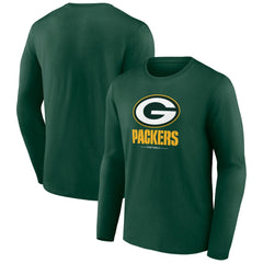 Green Bay Packers Logo Team Lockup Long Sleeve T-Shirt Green