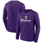 Minnesota Vikings Logo Team Lockup Long Sleeve T-Shirt Purple