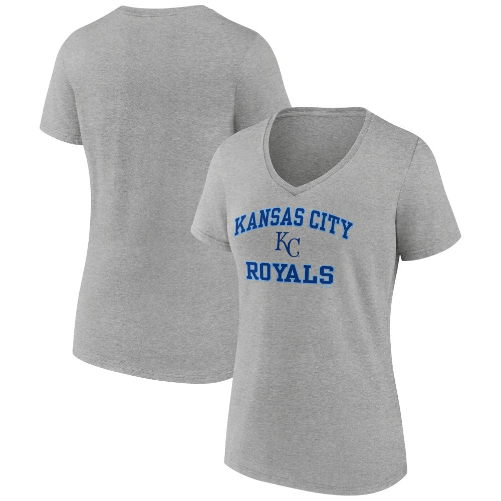 Kansas City Royals Women's Heart and Soul V-Neck T-Shirt - Gray T-shirts