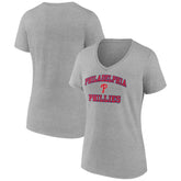 Philadelphia Phillies Women's Heart and Soul V-Neck T-Shirt - Gray T-shirts
