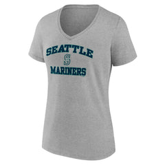Seattle Mariners Women's Heart and Soul V-Neck T-Shirt - Gray T-shirts