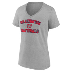 Washington Nationals Women's Heart and Soul V-Neck T-Shirt - Gray T-shirts