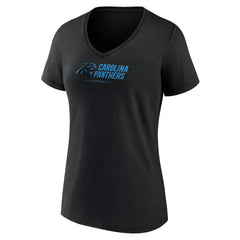 Carolina Panthers Women's Logo Team Lockup V-Neck T-Shirt Black