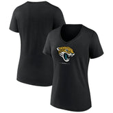 Jacksonville Jaguars Women's Logo Team Lockup V-Neck T-Shirt Black