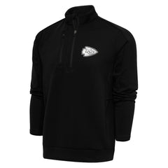 Kansas City Chiefs Antigua Metallic Logo Generation Quarter-Zip Pullover Top Black