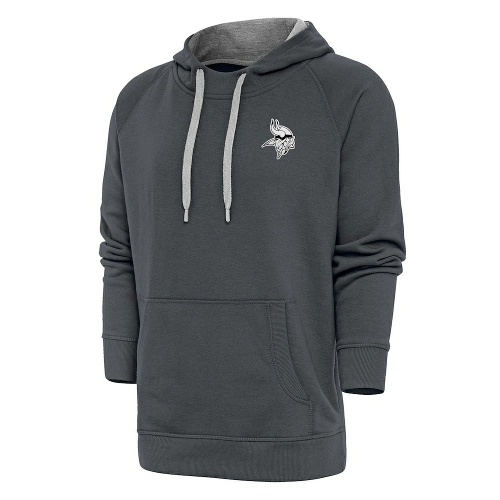 Minnesota Vikings Antigua Metallic Logo Victory Pullover Hoodie Charcoal