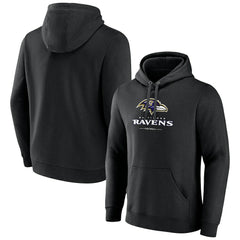 Baltimore Ravens Logo Team Lockup Fitted Pullover Hoodie Black