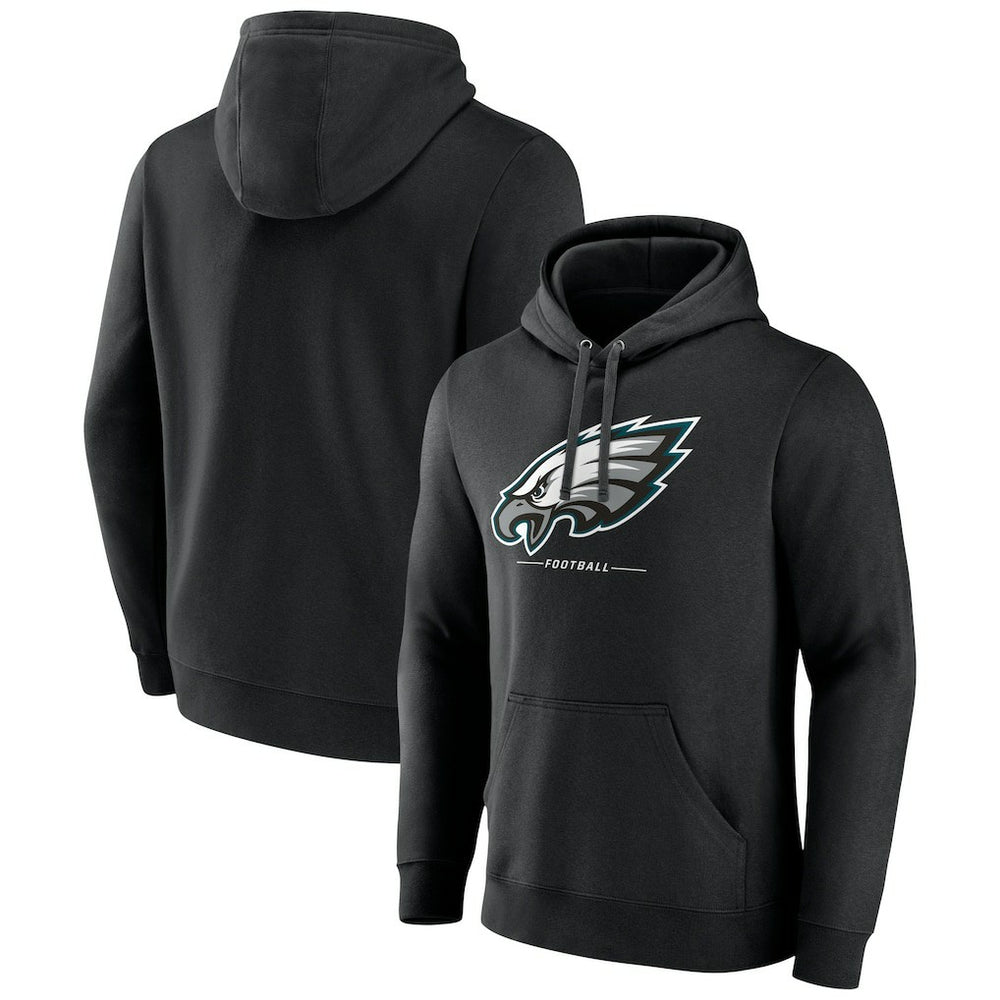 Philadelphia Eagles Logo Team Lockup Fitted Pullover Hoodie Black