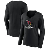 Arizona Cardinals Women's Logo Team Lockup Long Sleeve V-Neck T-Shirt Black