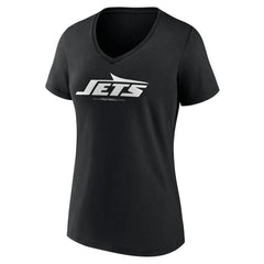 New York Jets Women's Logo Team Lockup V-Neck T-Shirt Black