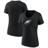 Philadelphia Eagles Women's Logo Team Lockup V-Neck T-Shirt Black