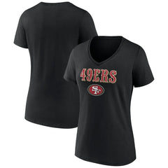 San Francisco 49ers Women's Logo Team Lockup V-Neck T-Shirt Black