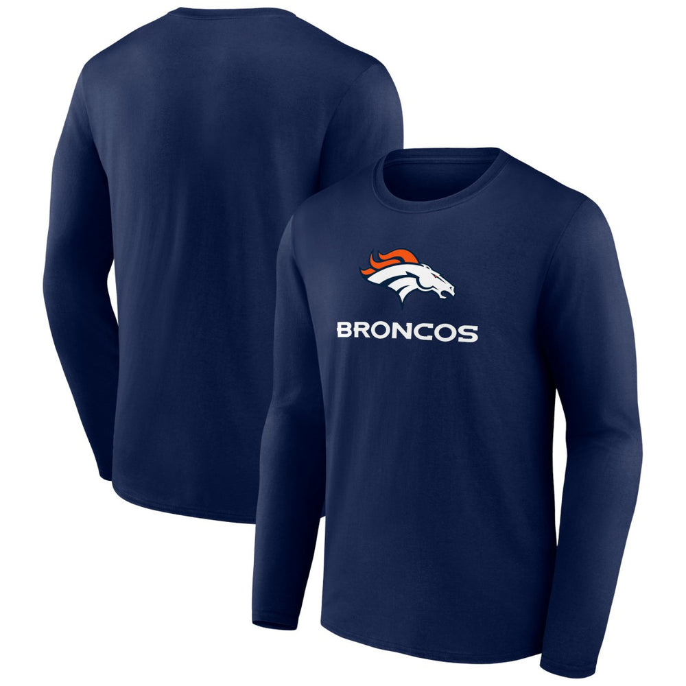 Denver Broncos Logo Team Lockup Long Sleeve T-Shirt Navy