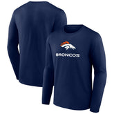Denver Broncos Logo Team Lockup Long Sleeve T-Shirt Navy