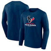 Houston Texans Logo Team Lockup Long Sleeve T-Shirt Navy